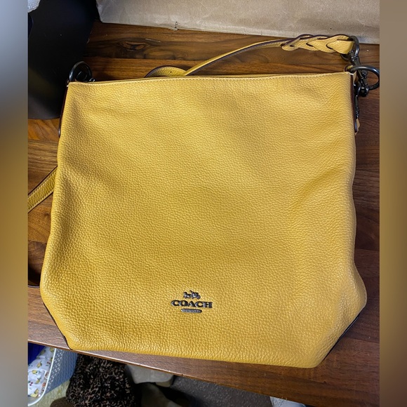 Coach F31507 Abby Duffle Mustard Yellow Gold Pebbled Leather Shoulder handbag - Picture 3 of 13